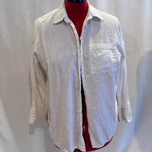 Mauve white linen button up shirt‎